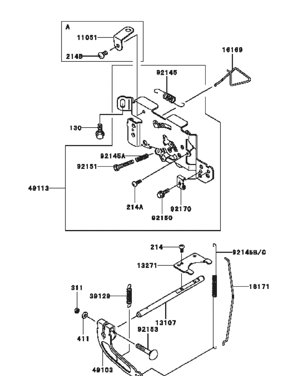Kawasaki Fh721v-Bs24 Control Equipment Diagram and Parts List for M54-KW 53AI8CT4050-25HP Cub Cadet Lawn Tractor